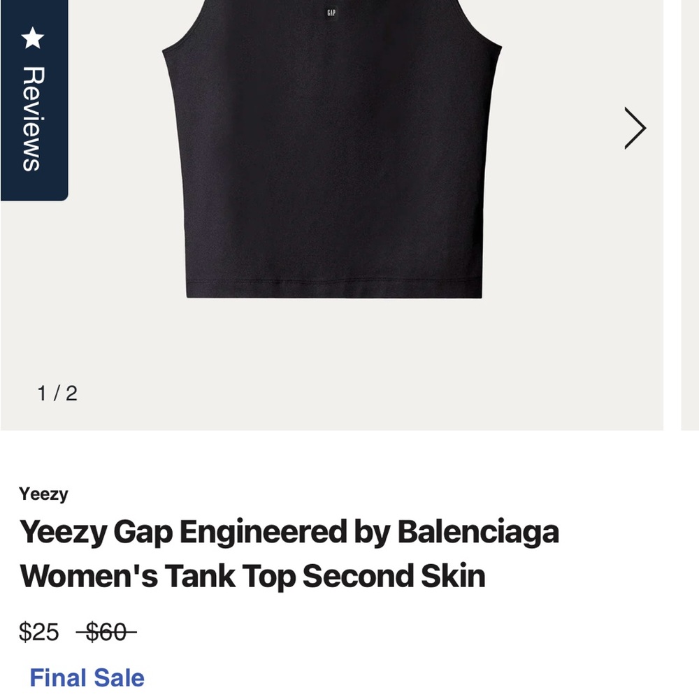 Women's Black Tank Top Yeezy Gap by Balenciaga